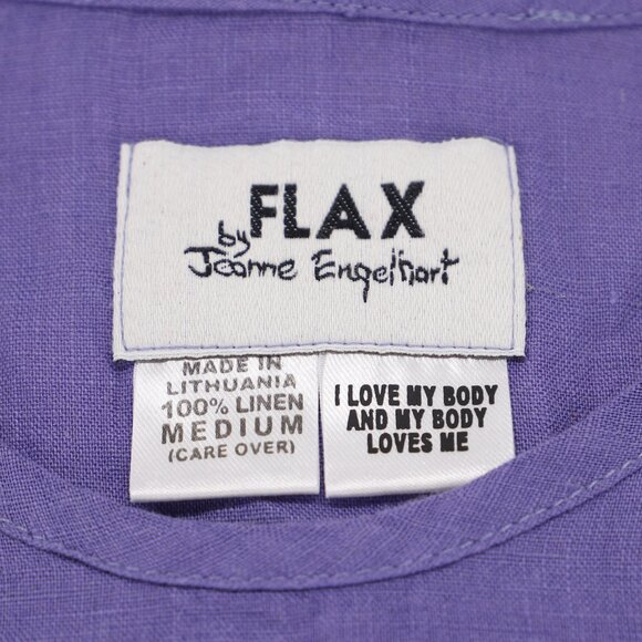 FLAX by JEANNE ENGELHART 100% Linen Short Sleeve Top Solid Purple Size M - Picture 5 of 5